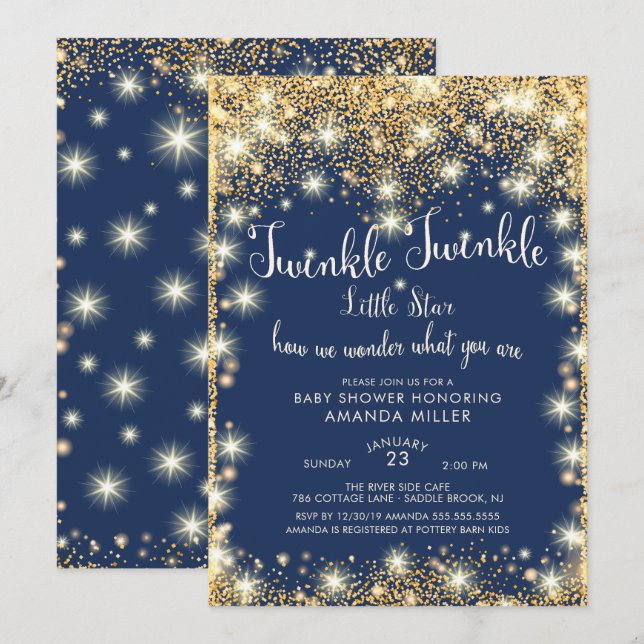 Twinkle Little Star Baby Shower Invitation (Front/Back)