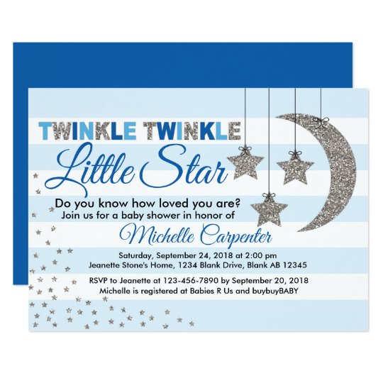 Twinkle Little Star Baby Shower Invitation For Boy Zazzle Com