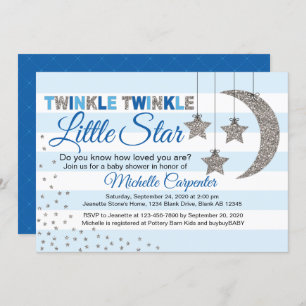 twinkle little star baby shower invitation for boy