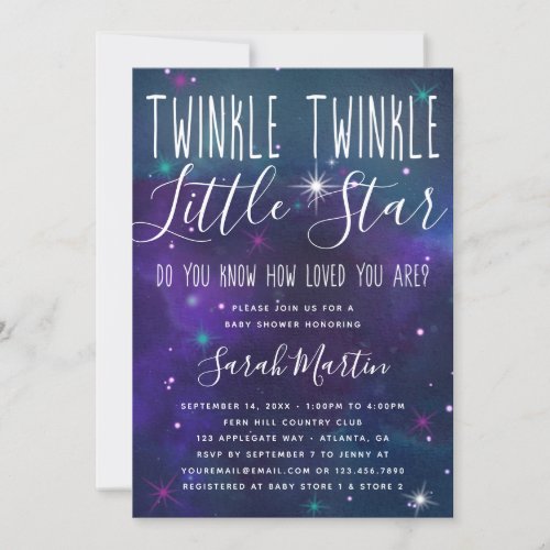 Twinkle Little Star Baby Shower Invitation Galaxy Invitation