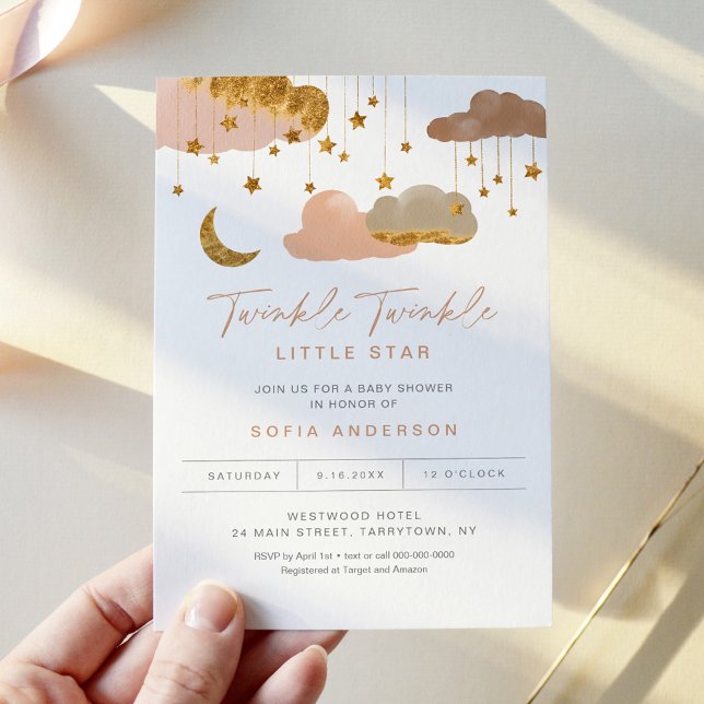 Twinkle Little Star Baby Shower Invitation Girl (Creator Uploaded)