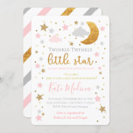 Twinkle Little Star Baby Shower Invitation Girl