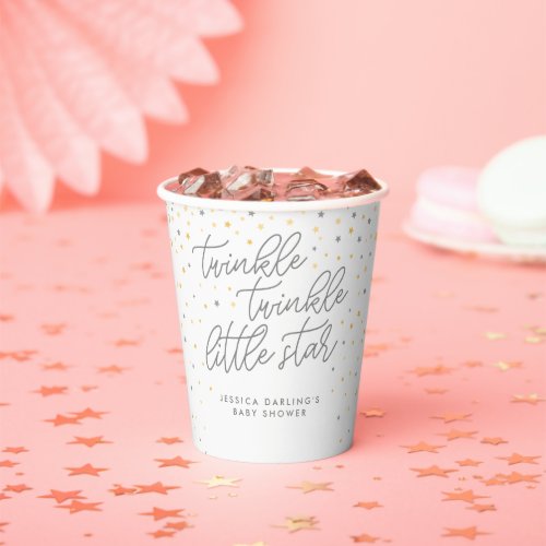 Twinkle Little Star Baby Shower Invitation Gray Paper Cups
