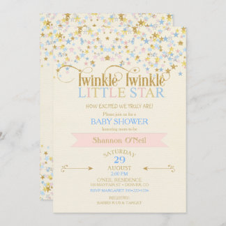 Twinkle Little Star Baby Shower Pink & Blue Invitation