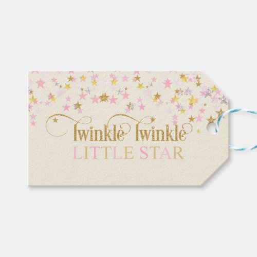 Twinkle Little Star Baby Shower Pink Gold Gift Tags