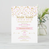 Twinkle Little Star Baby Shower Pink Gold Invitation (Standing Front)