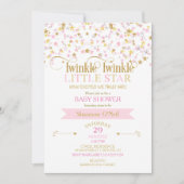 Twinkle Little Star Baby Shower Pink Gold Invitation (Front)