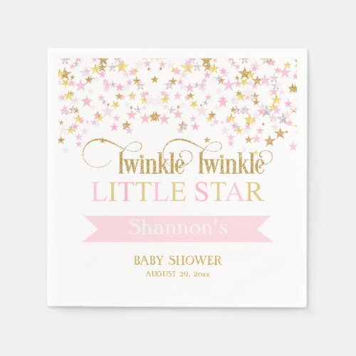 Twinkle Little Star Baby Shower Pink Gold Napkins