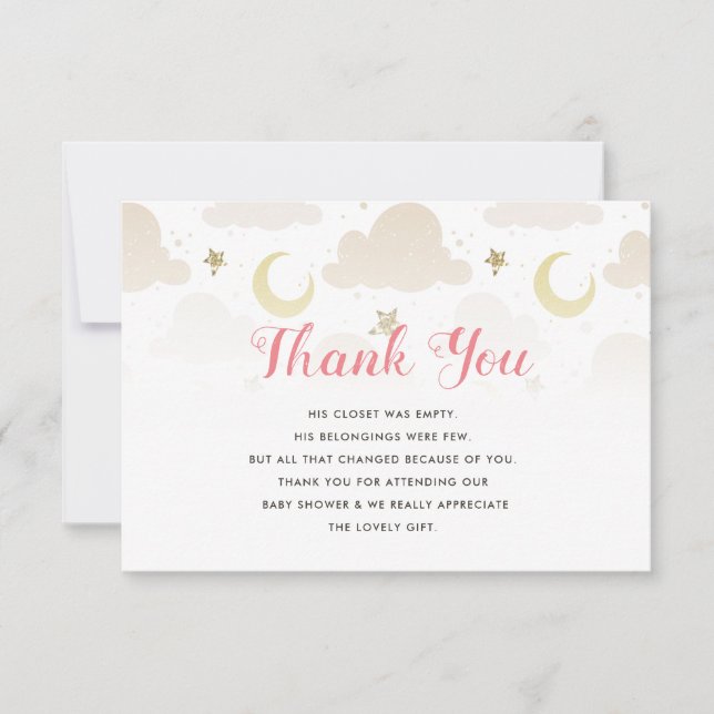 Twinkle little star baby shower thank you card (Front)