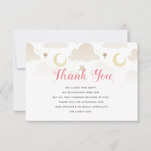 Twinkle little star baby shower thank you card