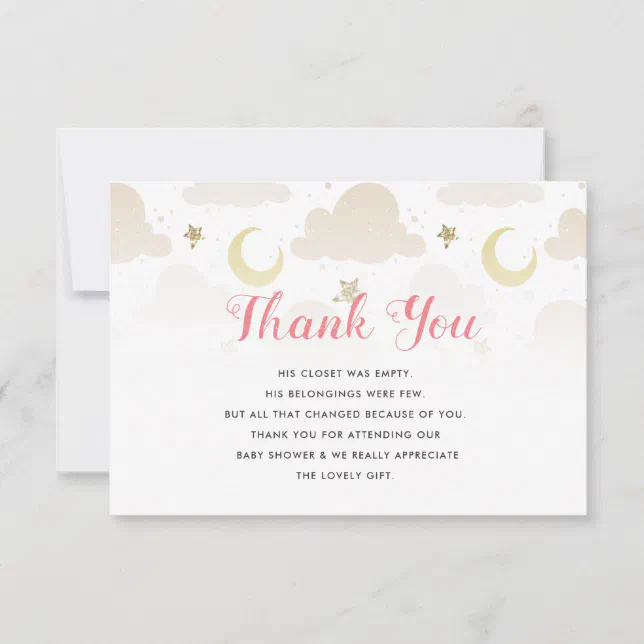 Twinkle little star baby shower thank you card | Zazzle