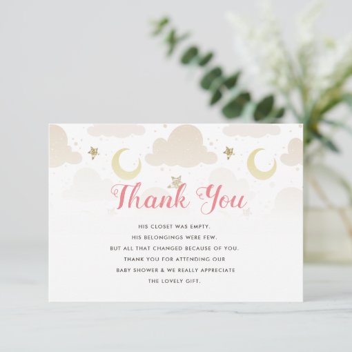 Twinkle little star baby shower thank you card | Zazzle