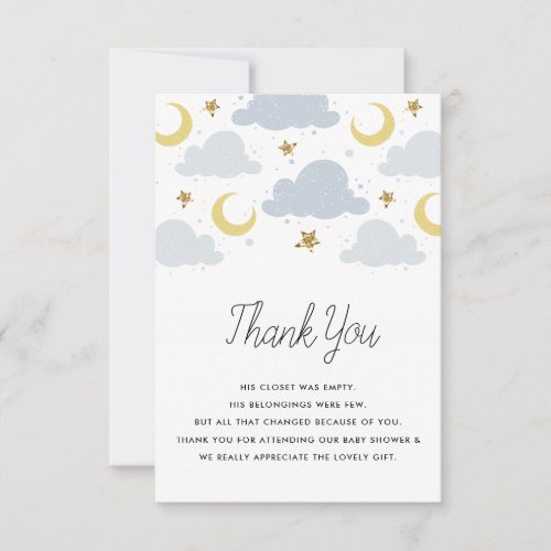 Twinkle little star baby shower thank you card