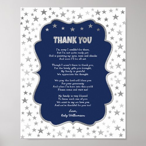 Twinkle Little Star Baby Shower thank you sign