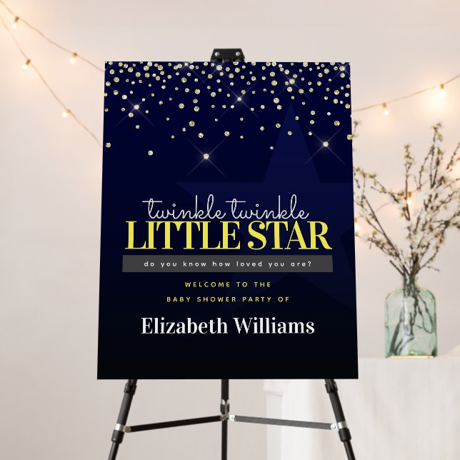 Twinkle Little Star Baby Shower Welcome Sign (In Situ (Stand))