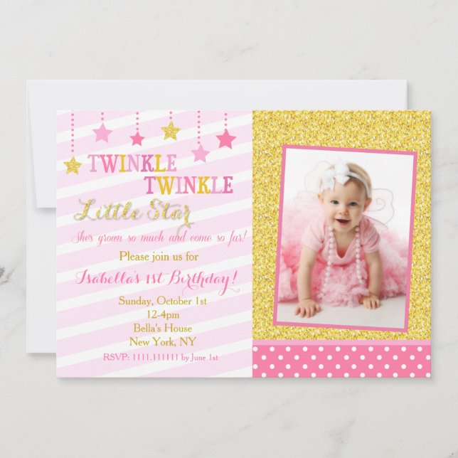 Twinkle Little Star Birthday Invitation (Front)