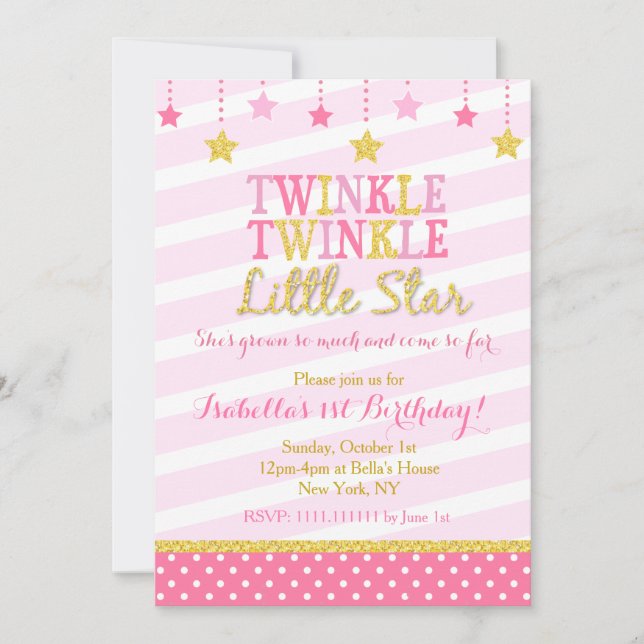 Twinkle Little Star Birthday Invitation (Front)