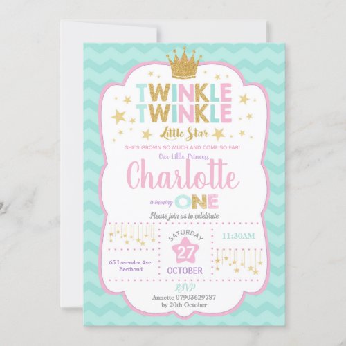 Twinkle Little Star Birthday Invitation Girl