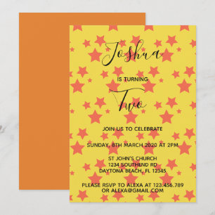 Twinkle Little Star birthday invitation yellow