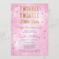 Twinkle little star birthday party invitation