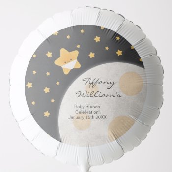 Twinkle Little Star Black And Yellow Baby Shower Balloon by youreinvited at Zazzle