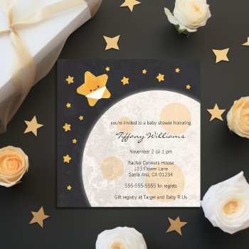 Twinkle Little Star Black And Yellow Baby Shower Invitation by youreinvited at Zazzle
