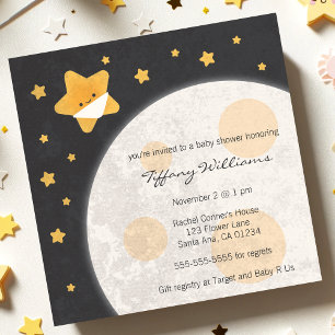 Twinkle Little Star Black and Yellow Baby Shower  Invitation