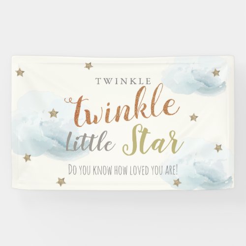 Twinkle Little Star Blue Baby Shower Banner