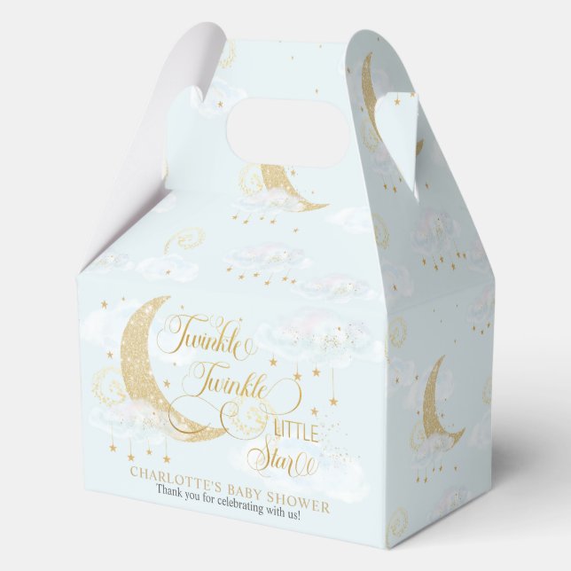 Twinkle Little Star Blue Baby Shower Birthday  Favor Boxes (Back)
