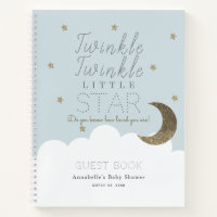 Twinkle Little Star Blue Baby Shower Guest Book