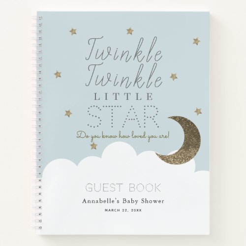 Twinkle Little Star Blue Baby Shower Guest Book