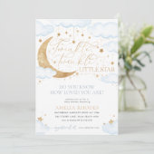 Twinkle Little Star Blue Baby Shower Invitation (Standing Front)