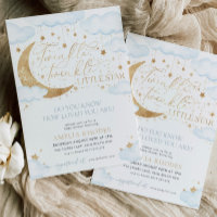 Twinkle Little Star Blue Baby Shower Invitation