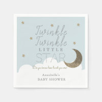 Twinkle Little Star Blue Baby Shower Paper