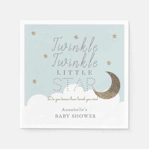 Twinkle Little Star Blue Baby Shower Paper Napkins