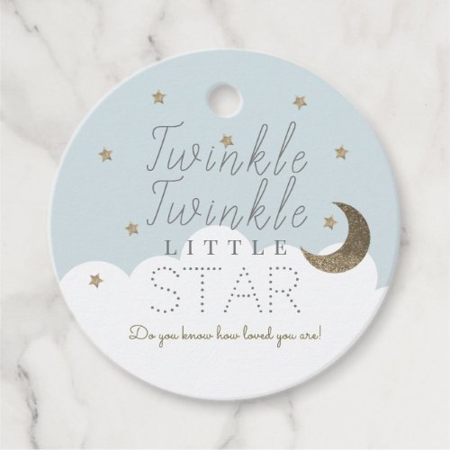 Twinkle Little Star Blue Baby Shower Thank You Favor Tags