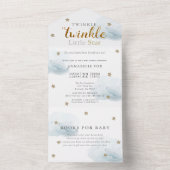 Twinkle Little Star Blue Book Baby Shower All In One Invitation (Inside)