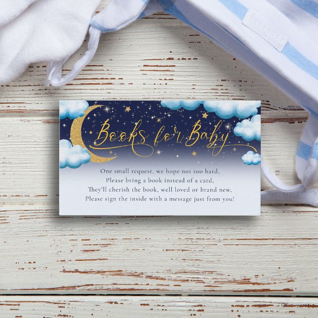 Twinkle Little Star Blue Boy Baby Shower Books Enclosure Card (Creator Uploaded)