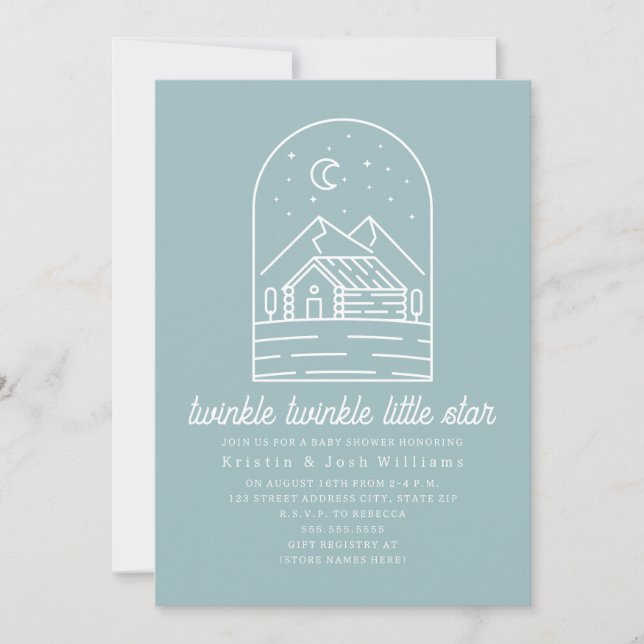 Twinkle Little Star Blue Boy Baby Shower Invitation (Front)