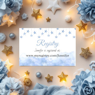 Twinkle Little Star Blue Boy Baby Shower Registry Enclosure Card