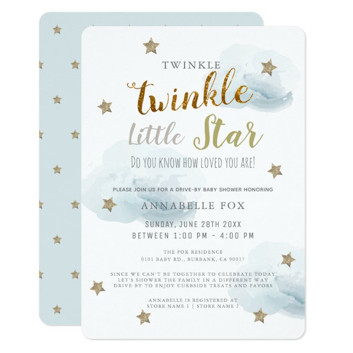 twinkle twinkle little star baby boy shower invitations