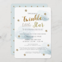 Twinkle Little Star Blue Boy Drive-by Baby Shower Invitation