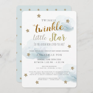 Twinkle Little Star Blue Boy Drive-by Baby Shower Invitation