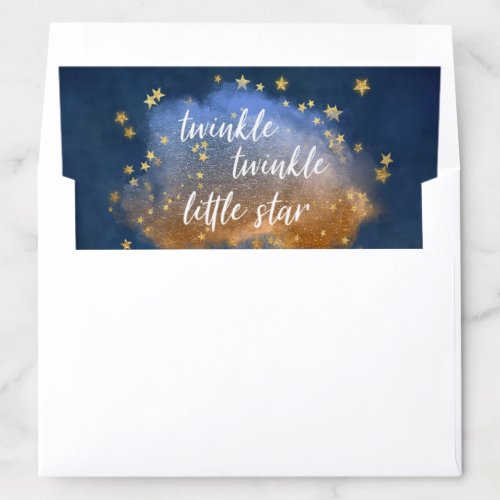 Twinkle Little Star  Blue Copper Gold Baby Shower Envelope Liner