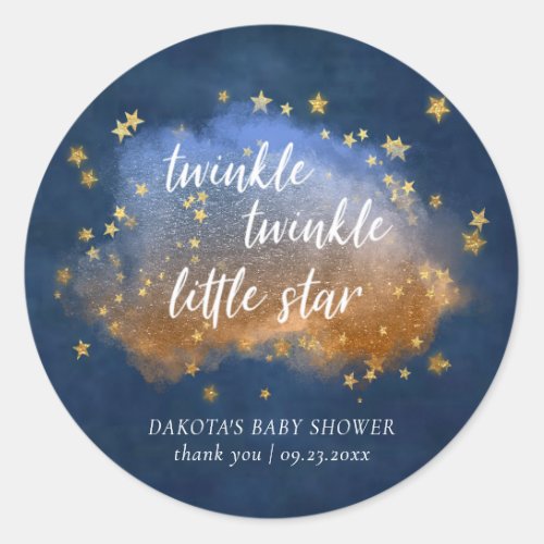 Twinkle Little Star  Blue Copper Gold Thank You Classic Round Sticker