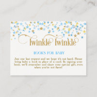 Twinkle Little Star Blue Gold Book Request Card