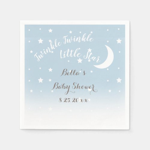 Twinkle Little Star Blue Paper Napkins