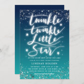 Twinkle Little Star Blue Teal Baby Shower Invitation (Front/Back)