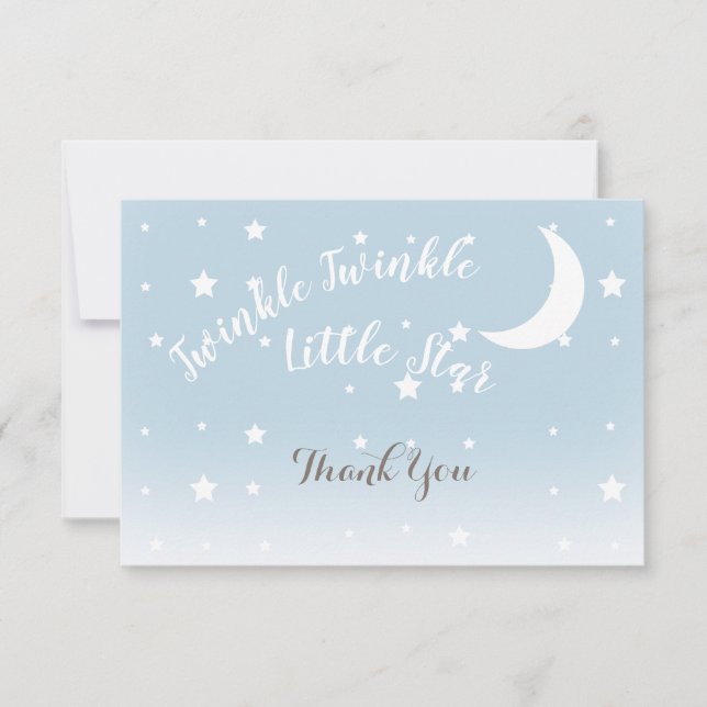 Twinkle little star blue thank you notecards (Front)