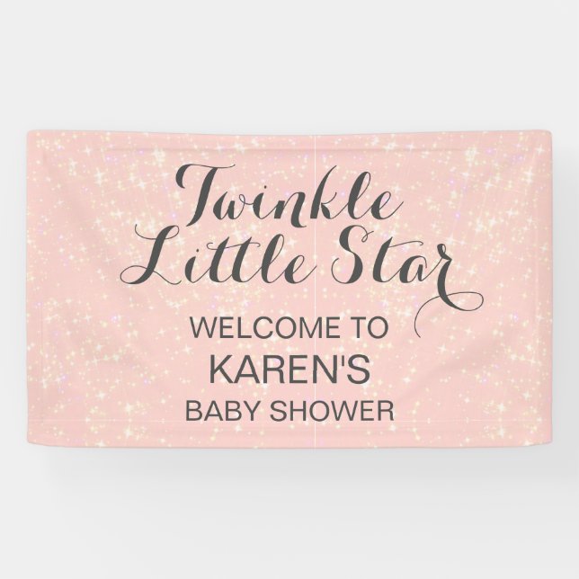 Twinkle Little Star Blush Pink Baby Shower Banner (Horizontal)
